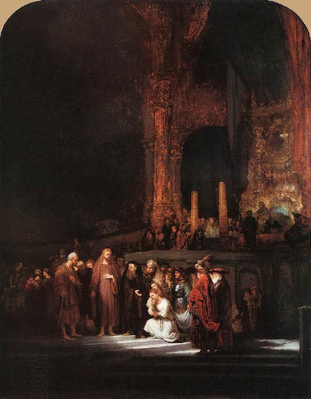 REMBRANDT Harmenszoon van Rijn Christ and the Woman Taken in Adultery oil painting picture